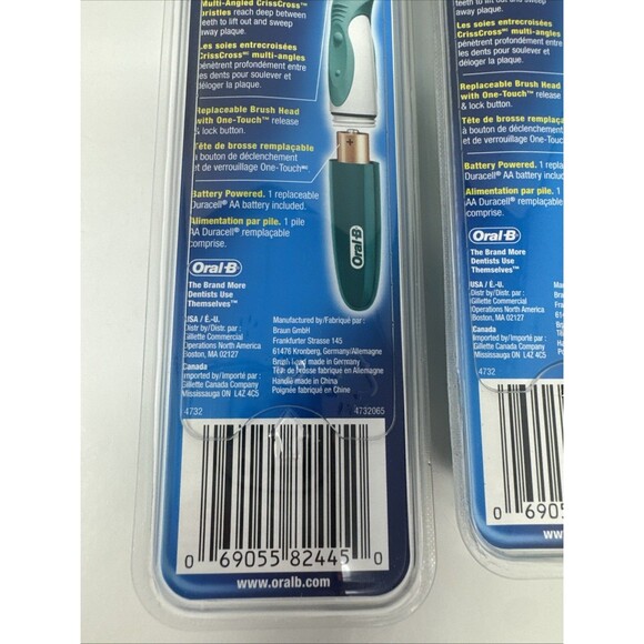 LOT OF 3 Oral B CrossAction Power Toothbrush Green AA Battery MEDIUM SEALED - Picture 5 of 6
